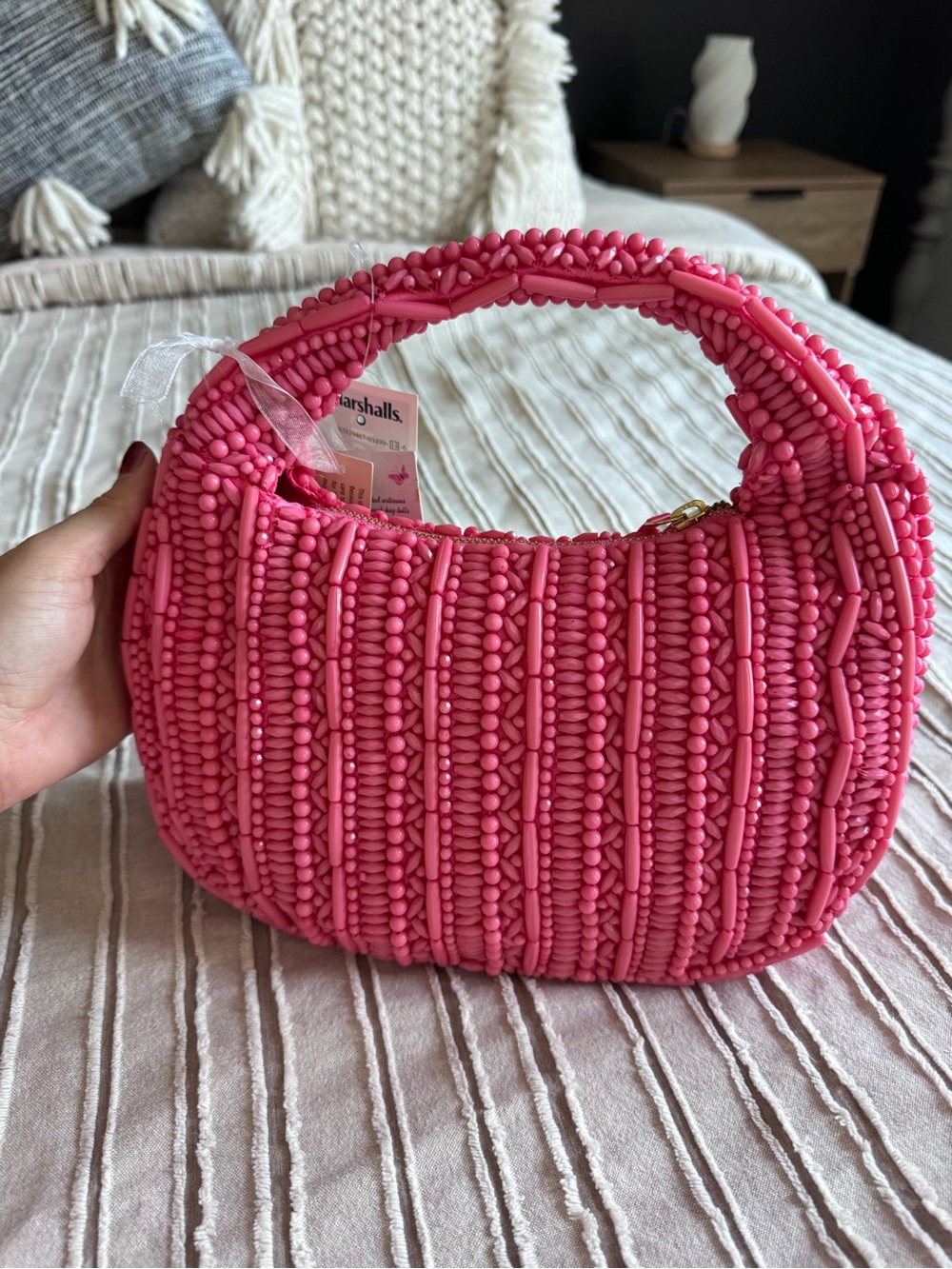 Marshalls Coral Pink Beaded Hobo Bag - Brand New Never Used - Picture 2 of 3